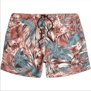 River Island Red Palm Leaf Floral Print Swim Short